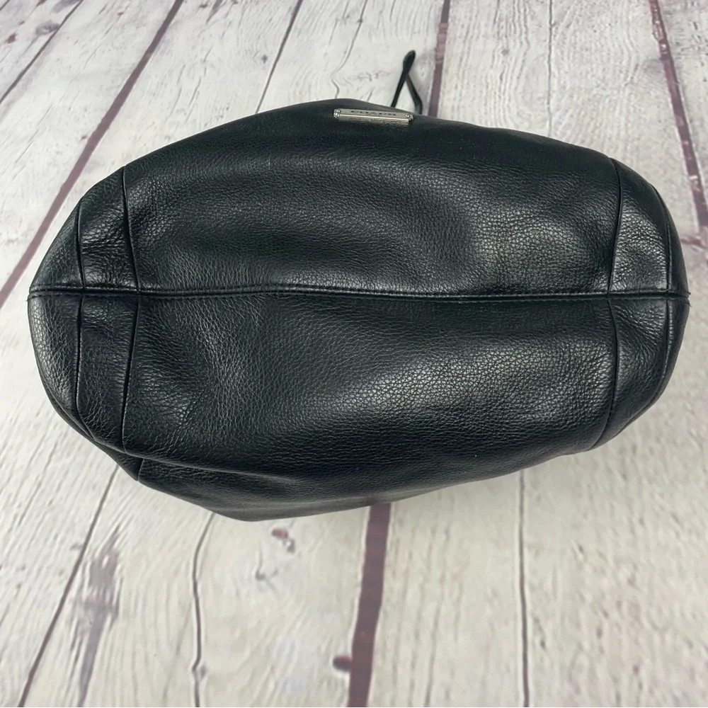 Coach Avery Pebbled Leather Hobo Bag Bucket Drawstring Black Teal Silver - Picture 4 of 16